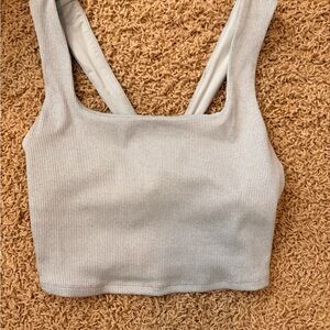 ALO Yoga Light Gray Ribbed Sports Bra